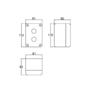 Caixa para 2 botoeiras 22mm preta Patola cb-002 115x81x80mm ABS comando industrial