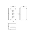 Caixa para 3 botoeiras 22mm preta Patola cb-003 80x81x155mm ABS comando industrial