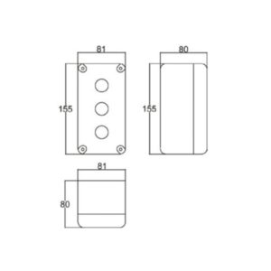 Caixa para 3 botoeiras 22mm preta Patola cb-003 80x81x155mm ABS comando industrial