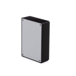 Caixa de montagem com aba preta Patola Pb-112 2 36x85x123mm ABS fixação parede (1)
