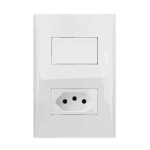 Conjunto Interruptor Simples + 1 Tomada 10A 4x2 Iriel Imperia Brilho Branca