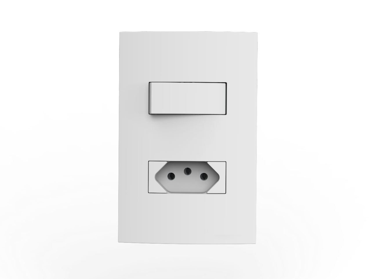 05039.0101.10.png Conjunto Interruptor Simples + 1 Tomada 10A 4x2 Iriel Atria Branca - Imagem 1