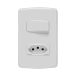 Conjunto Interruptor Paralelo + 1 Tomada 10A 4x2 Iriel Duale Up Branca