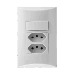 Conjunto Interruptor Simples + 1 Tomada Duale Up Lex 10A 4x2 Iriel Brava Branca