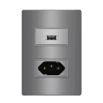 Conjunto Tomada USB 1,5A Bivolt + 1 Tomada 10A 4x2 Iriel Revita Concreto