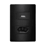 Conjunto Tomada USB 1,5A Bivolt + 1 Tomada 10A 4x2 Iriel Revita Carbono metálico