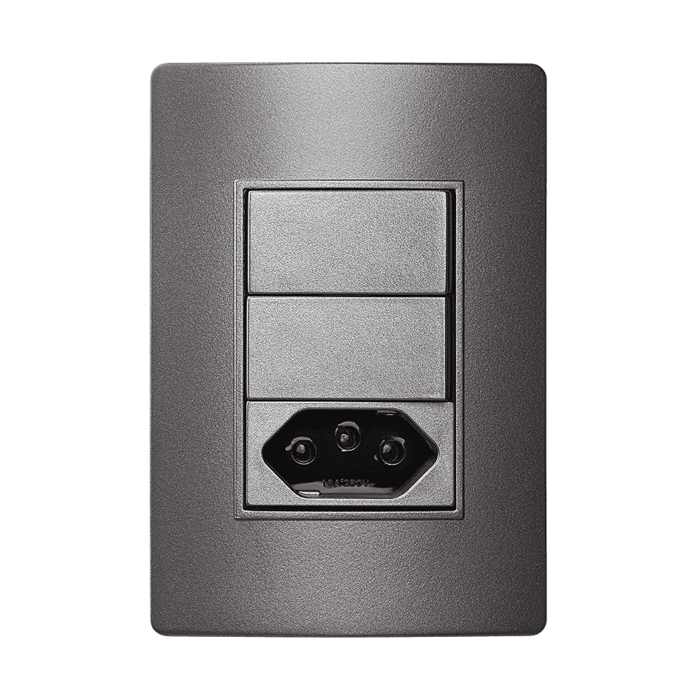5TA99454CT_1.png Conjunto Interruptor Simples + Paralelo + Tomada 10A 4x2 Iriel Revita Concreto - Imagem 1