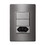 Conjunto 2 Interruptores Simples + 1 Tomada 10A 4x2 com Placa Iriel Revita Concreto