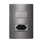 Conjunto Interruptor Paralelo + 1 Tomada 10A 4x2 com Placa Iriel Revita Concreto