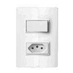 Conjunto Interruptor Paralelo + 1 Tomada 10A 4x2 com Placa Iriel Revita Branca