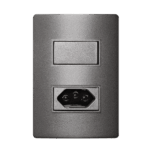 Conjunto Interruptor Simples + 1 Tomada 10A 4x2 com Placa Iriel Revita Concreto