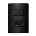 Conjunto Interruptor Simples + 1 Tomada 10A 4x2 com Placa Iriel Revita Carbono metálico