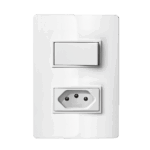 Conjunto Interruptor Simples + 1 Tomada 10A 4x2 com Placa Iriel Revita Branca