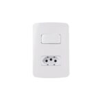 Conjunto Interruptor Paralelo + 1 Tomada 20A com Placa Margirius B3 Branca