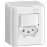 Conjunto Sobrepor Interruptor Simples + Tomada 2P+T 10A Simon 19 Branca