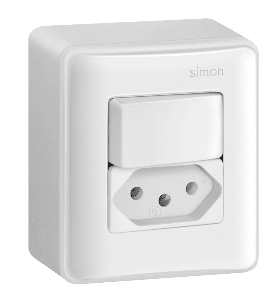 conjunto-de-sobrepor-1-interruptor-simples-10a-250v-1-tomada-2pt-padrao-brasileiro-10a-250v-branco-simon-19-19983-30-7899191914332.png Conjunto Sobrepor Interruptor Simples + Tomada 2P+T 10A Simon 19 Branca - Imagem 1