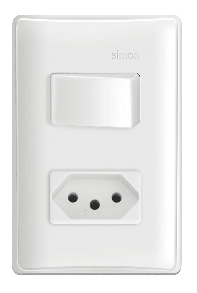 CONJUNTO-1-INTERRUPTOR-SIMPLES-10A-250V-1-TOMADA-2PT-PADRAO-BRASILEIRO-20A-250V-BRANCO-SIMON-19-19956-30-1.png Conjunto Interruptor Simples + 1 Tomada 20A com Placa Simon 19 Branca - Imagem 1