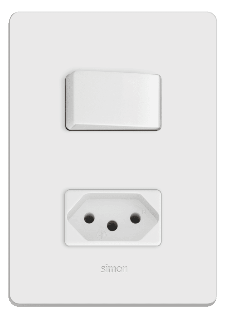 conjunto-1-interruptor-simples-10a-250v-1-tomada-2pt-padrao-brasileiro-20a-250v-branco-simon-20-20964-30-7899191923303.png Conjunto Interruptor Simples + 1 Tomada 20A com Placa Simon 20 Branca - Imagem 1