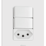 Conjunto Interruptor Simples + Paralelo + Tomada 10A com Placa Simon 20 Branca