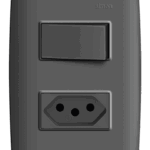 Conjunto Interruptor Simples + 1 Tomada 10A com Placa Simon 30 Grafite
