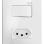 Conjunto Interruptor Simples + 1 Tomada 20A com Placa Simon 35 Branco fosco