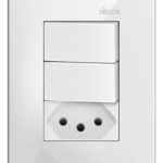 Conjunto Interruptor Simples + Paralelo + Tomada 10A com Placa Simon 35 Branca