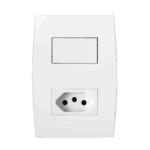 Conjunto Interruptor Simples + 1 Tomada 10A 4x2 com Placa Iriel Ilus Branca