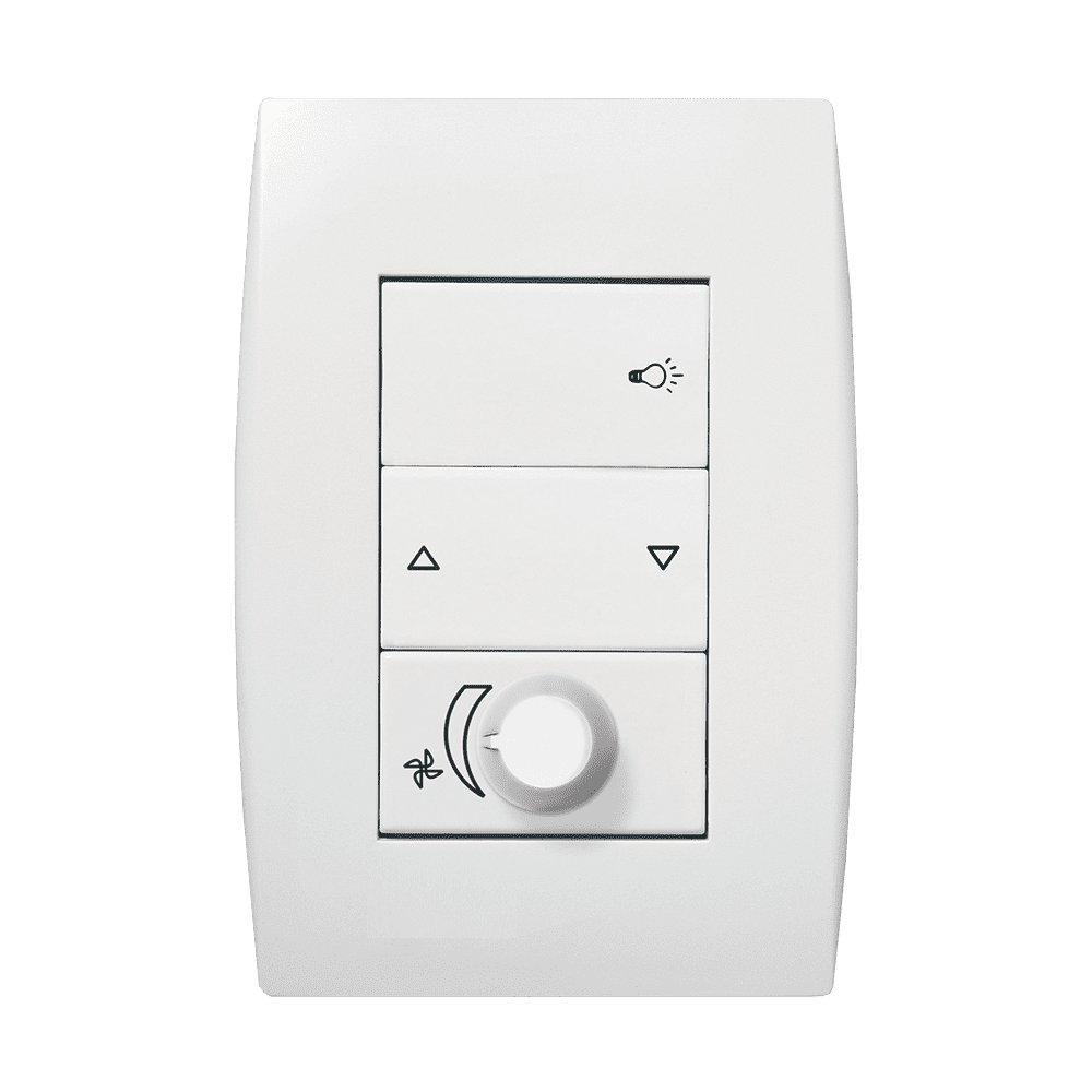5TG99071_1.png Conjunto Controle de Ventilador com Ponto de Luz Bivolt 4x2 com Placa Iriel Ilus Branca - Imagem 1