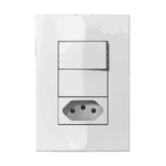 Conjunto Interruptor Simples + 1 Tomada 10A 4x2 com Placa Iriel Iris Branca