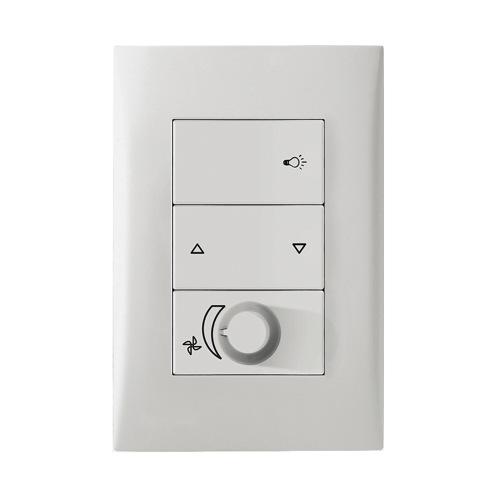 751821_1.png Conjunto Controle de Ventilador com Ponto de Luz Bivolt 4x2 com Placa Iriel Imperia Branca - Imagem 1