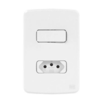 Conjunto Interruptor Simples + 1 Tomada 10A com Placa Composé WEG Branca