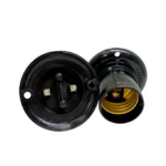 Bocal E27 fixo de teto plástico preto