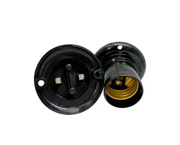 Bocal E27 fixo de teto plástico preto - Imagem 1
