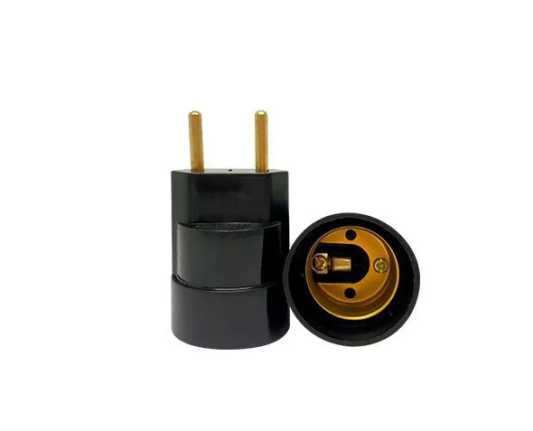 Bocal E27 adaptador com plugue plástico preto - Imagem 1