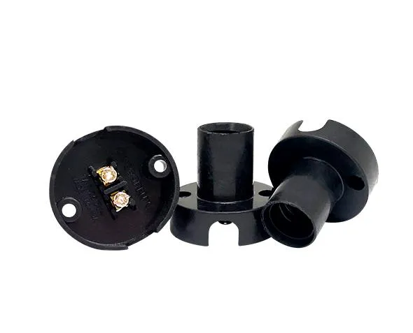 Bocal E14 fixo de teto plástico preto - Imagem 1