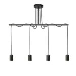 Pendente tears linear 4xe27 preto fosco Taschibra