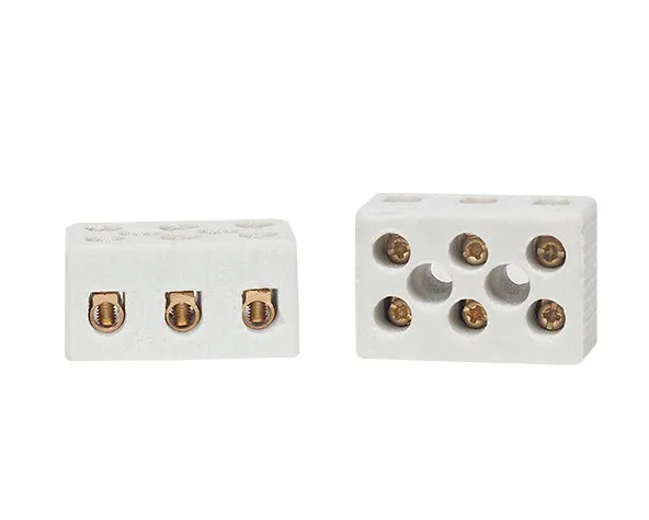 Conector de porcelana 10mm² 3 polos 50A branco - Imagem 1