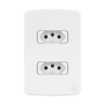 Conjunto 2 tomadas 2p+t 20A com placa branco WEG