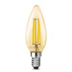 Lâmpada vintage vela C35 LED filamento 4W 2400K âmbar E14 Lumanti