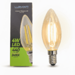 Lâmpada vintage vela C35 LED filamento 4W 2400K âmbar E14 Lumanti - Imagem 3
