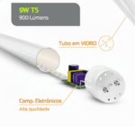 Lâmpada tubular LED T5 56cm 9W 4000K bivolt Lumanti - Imagem 5