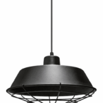 Pendente industrial alumínio preto E27 com grade Lumanti