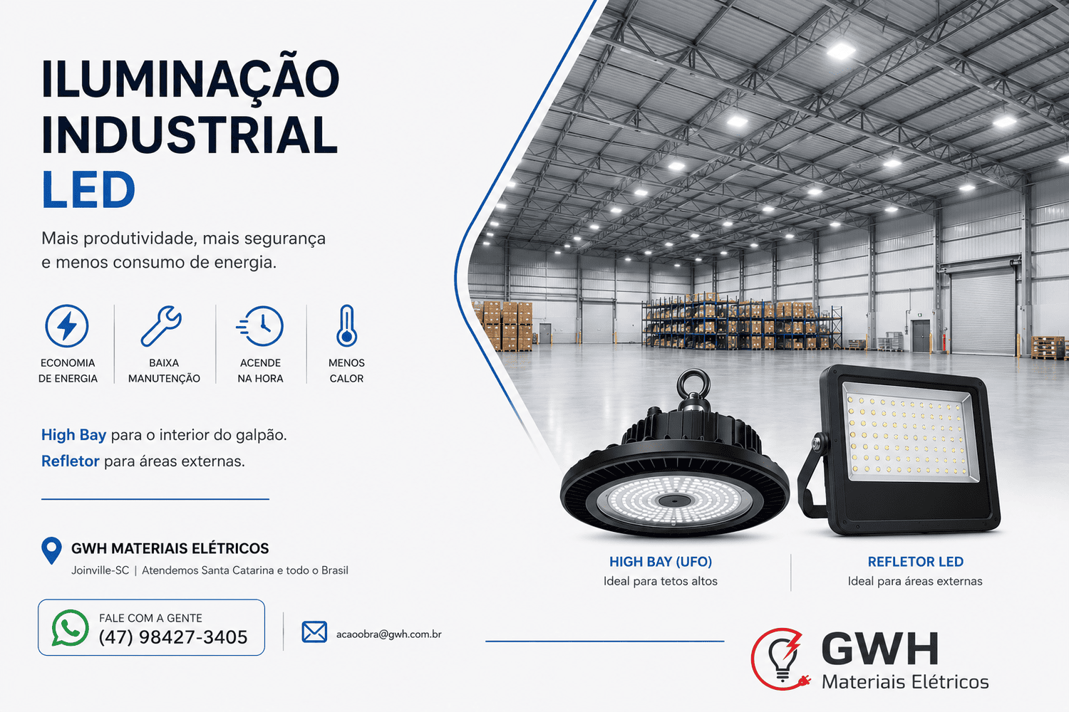 Iluminação industrial como escolher refletor LED e High Bay para galpão