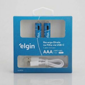 Pilha Recarregável AAA Elgin (Palito) com 2