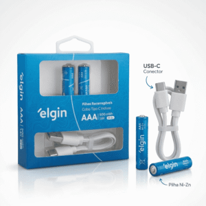 Pilha Recarregável AAA Elgin (Palito) com 2 – foto 2