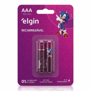 Pilha Recarregável AAA 900 mAh Elgin (Palito) com 2 – pilha recarregável aaa 900mah