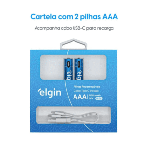 Pilha Recarregável AAA Elgin (Palito) com 2
