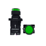 Botão de Comando Pulsador Iluminado 22mm 1NA+1NF Verde