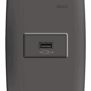 CONJUNTO CARREGADOR USB 2.1A TURBO CHARGE BIVOLT C/PLACA+SUPORTE - GRAFITE - SIMON 30
