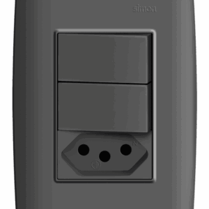 CONJUNTO 2 INTERRUPTORES SIMPLES 10A 250V + 1 TOMADA 2P+T PADRÃO BRASILEIRO 10A 250V - GRAFITE  - SIMON 30